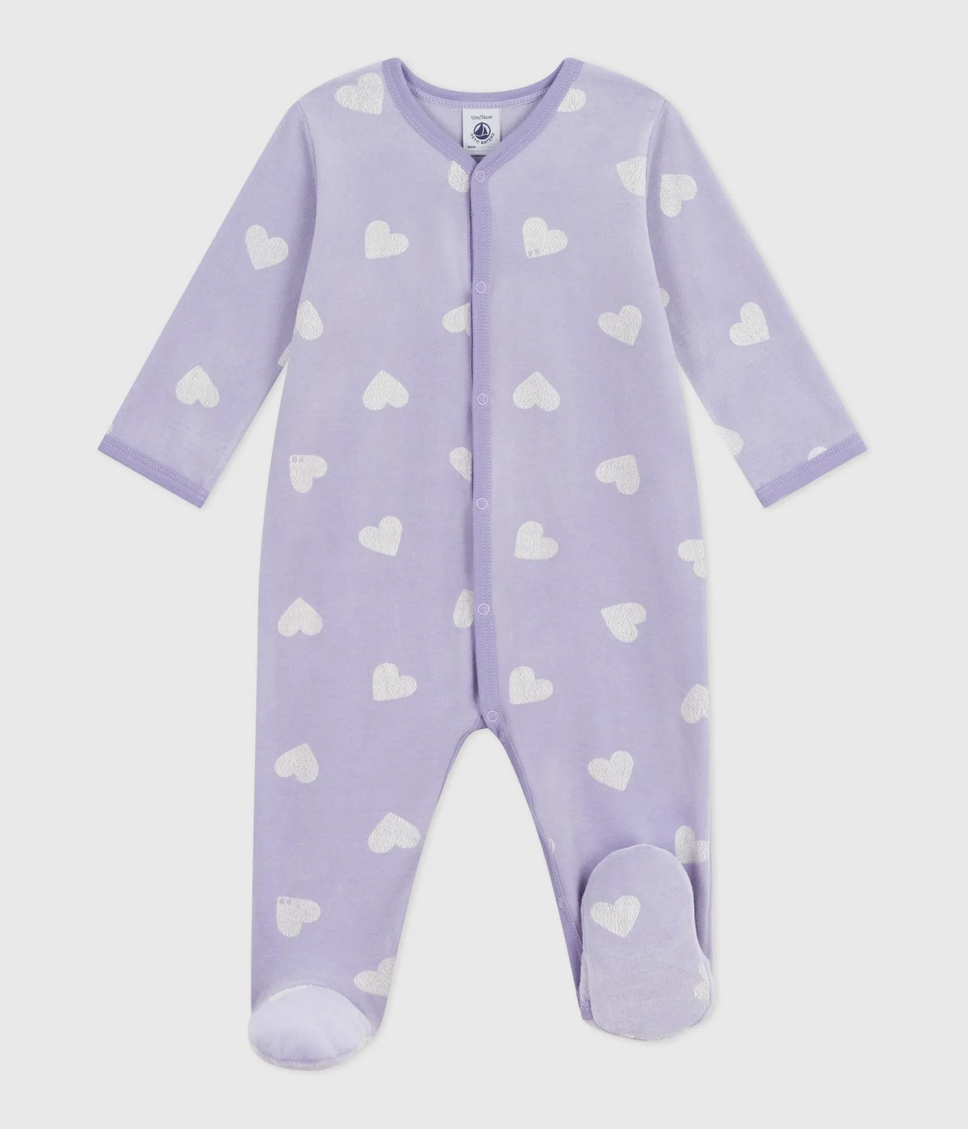 Babies' heart-print velour pyjama suit