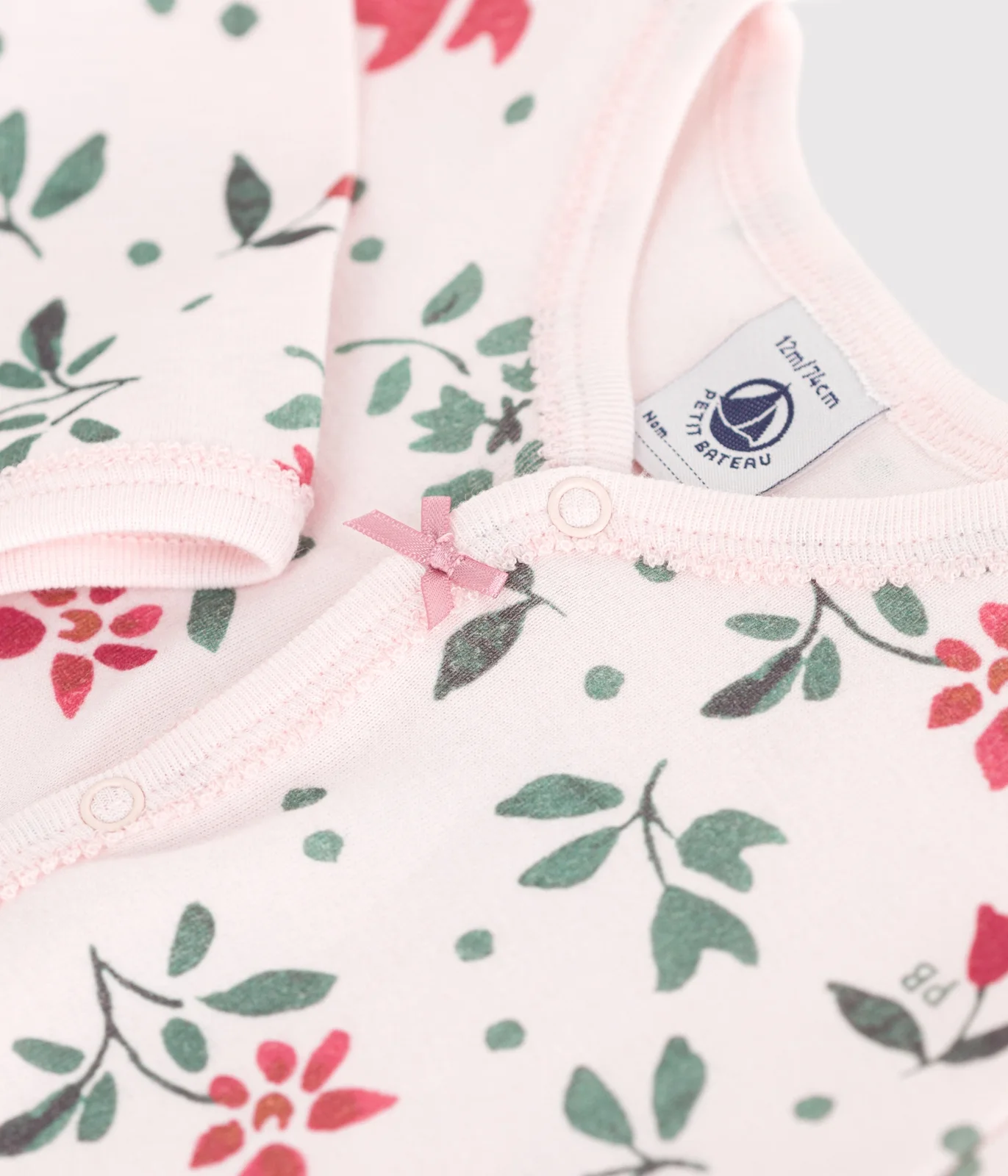 Babies' footless floral cotton pyjama suit