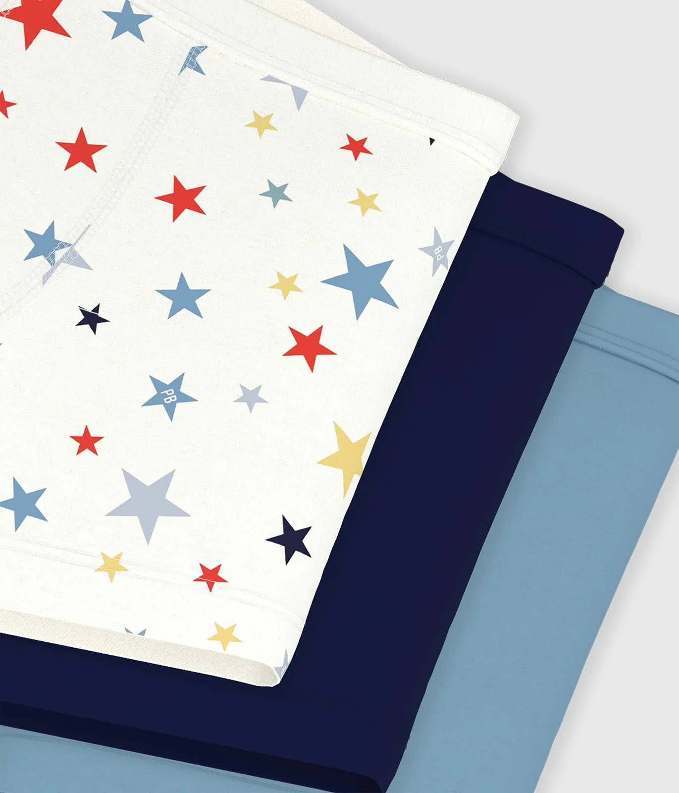 Pack of children's star print cotton boxers with covered waistbands