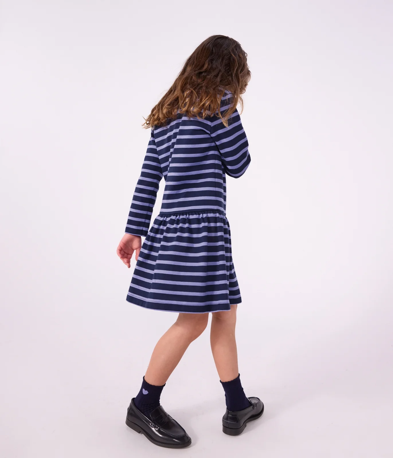 Children's long-sleeved stripy cotton dress