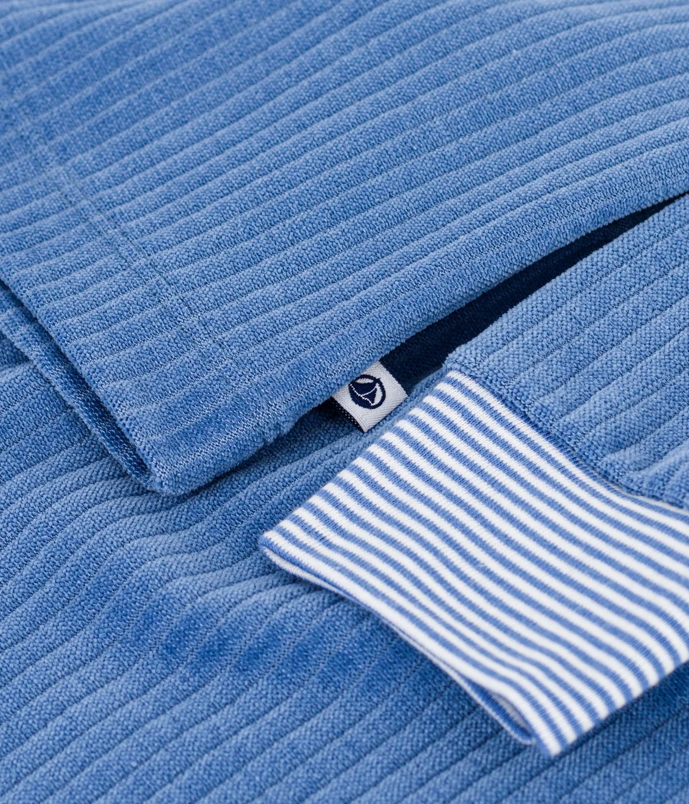 Children's plain ribbed velour pyjamas