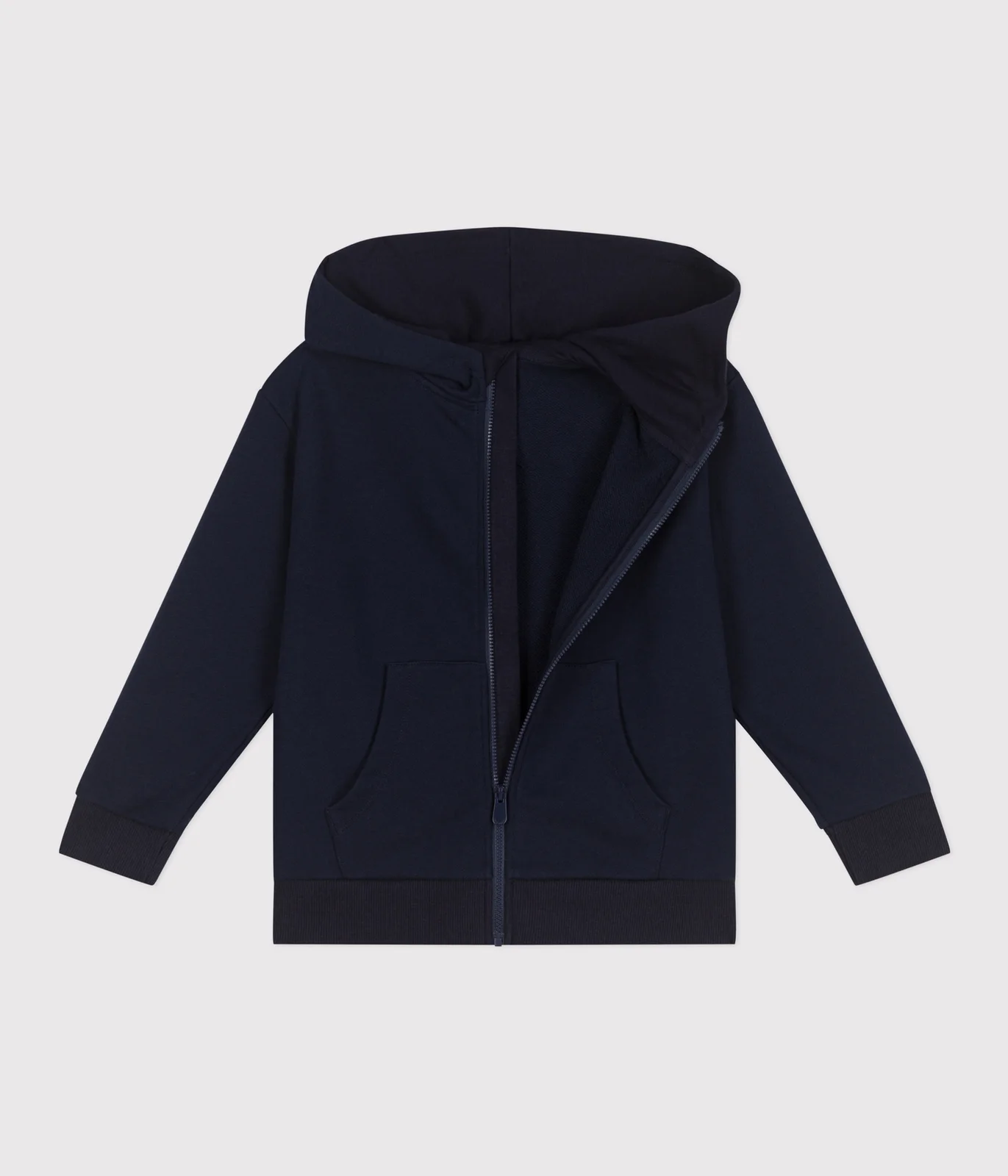 Children's plain cotton zip-up hoodie