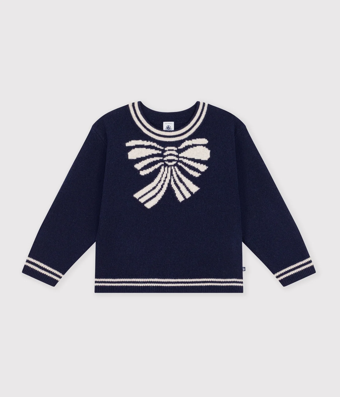 Children's bow pattern wool and cotton jumper