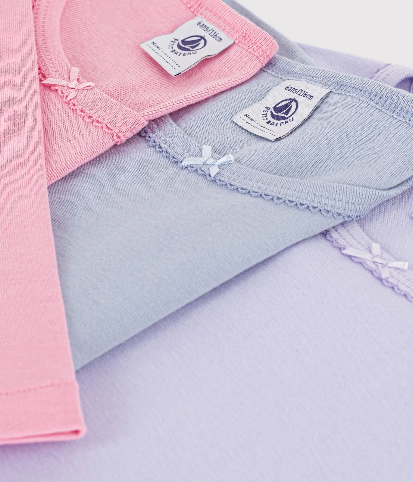 Pack of children's long-sleeved plain T-shirts