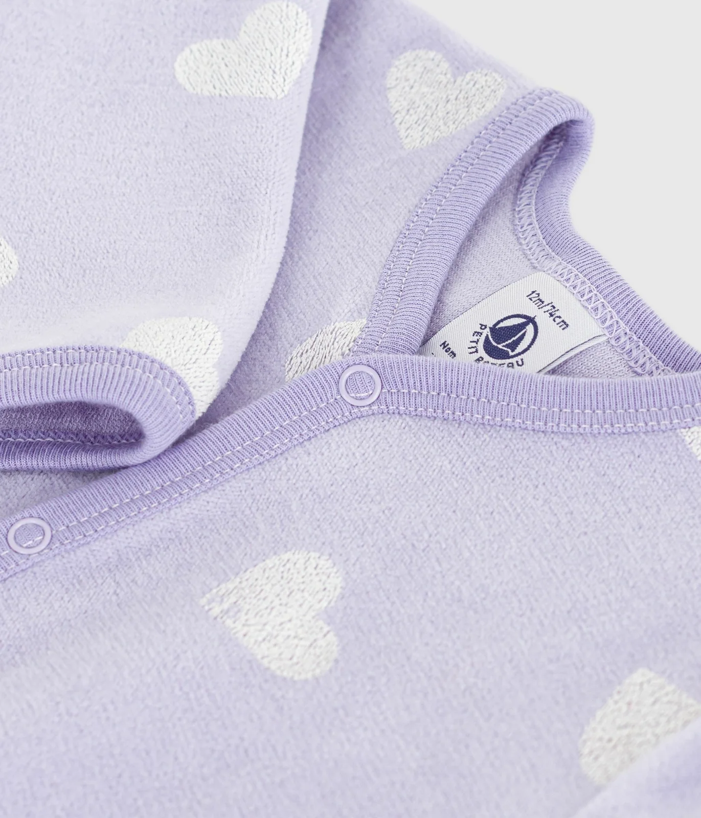 Babies' heart-print velour pyjama suit