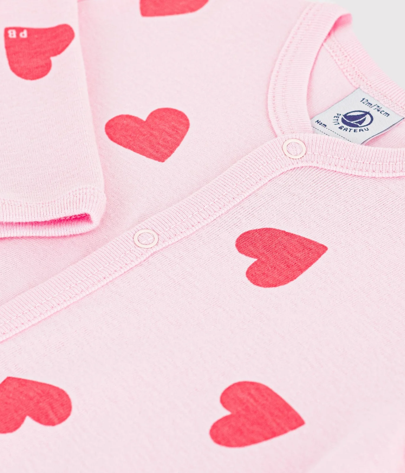 Babies' heart print footless cotton pyjama suit