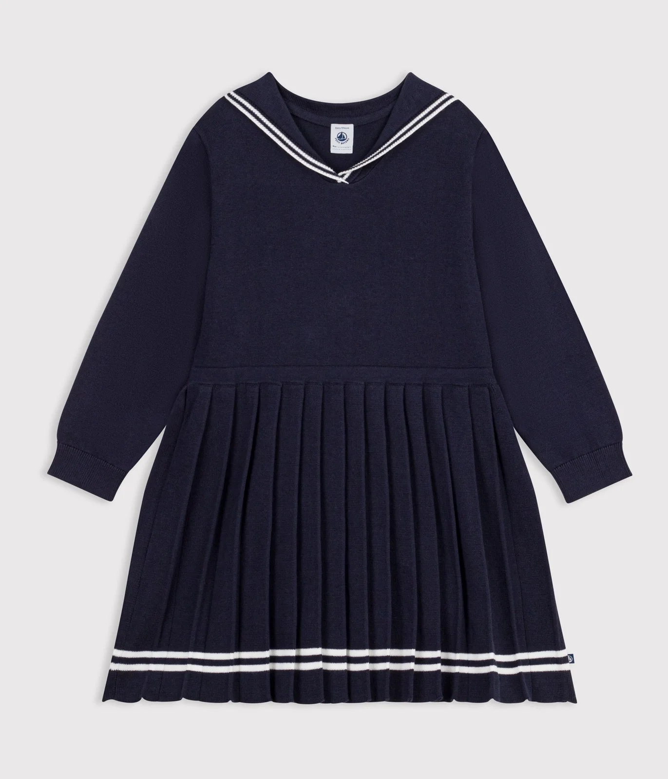 Children's long-sleeved plain cotton dress