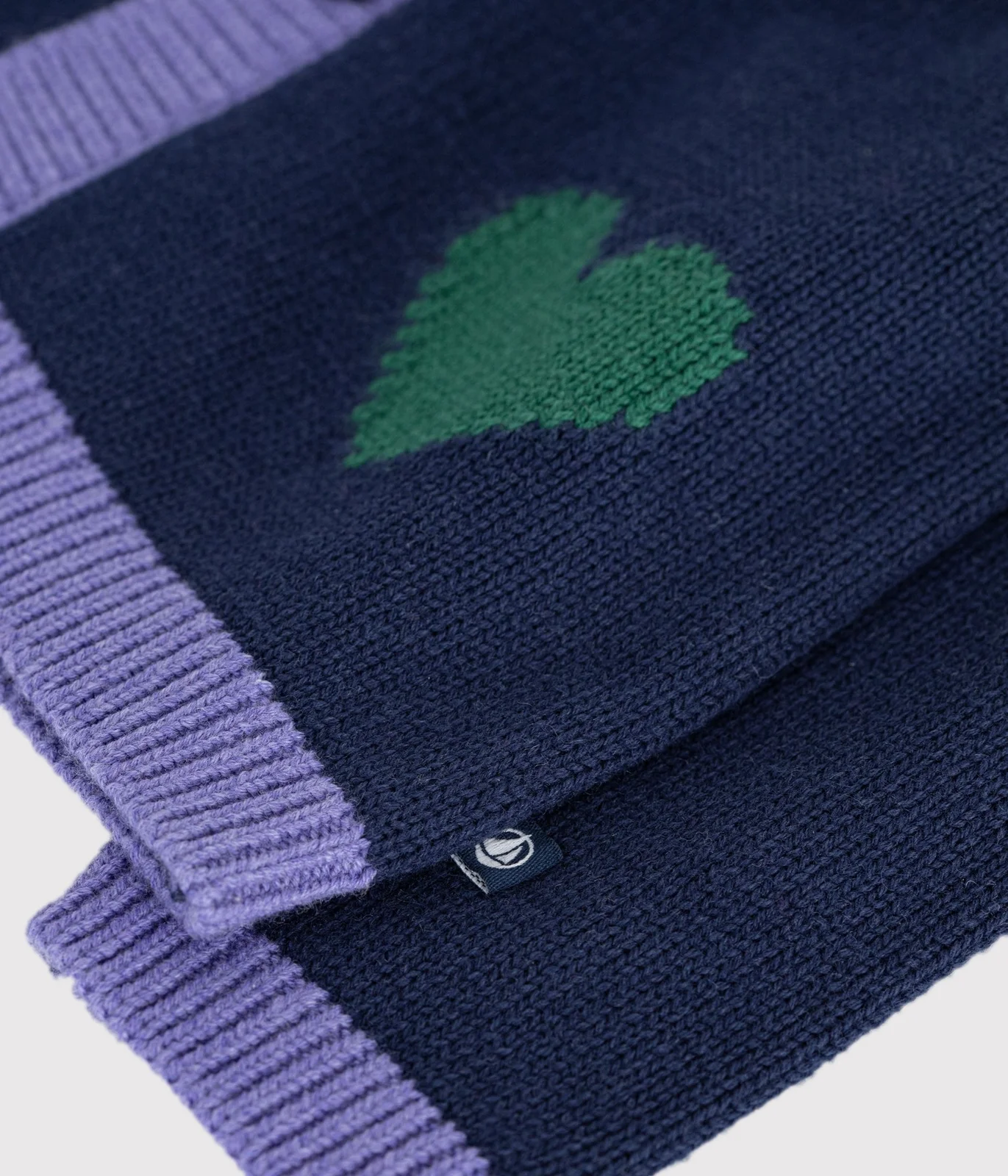 Babies' jaquard heart pattern cardigan knitted in wool and cotton