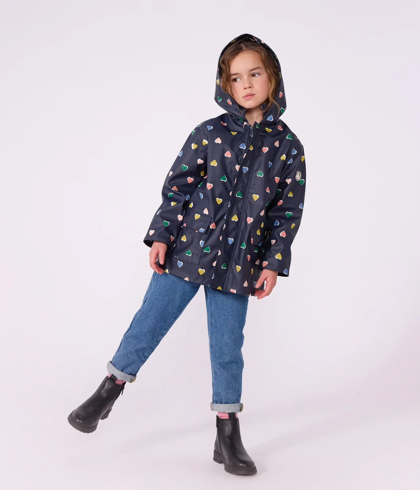 Children's heart print raincoat