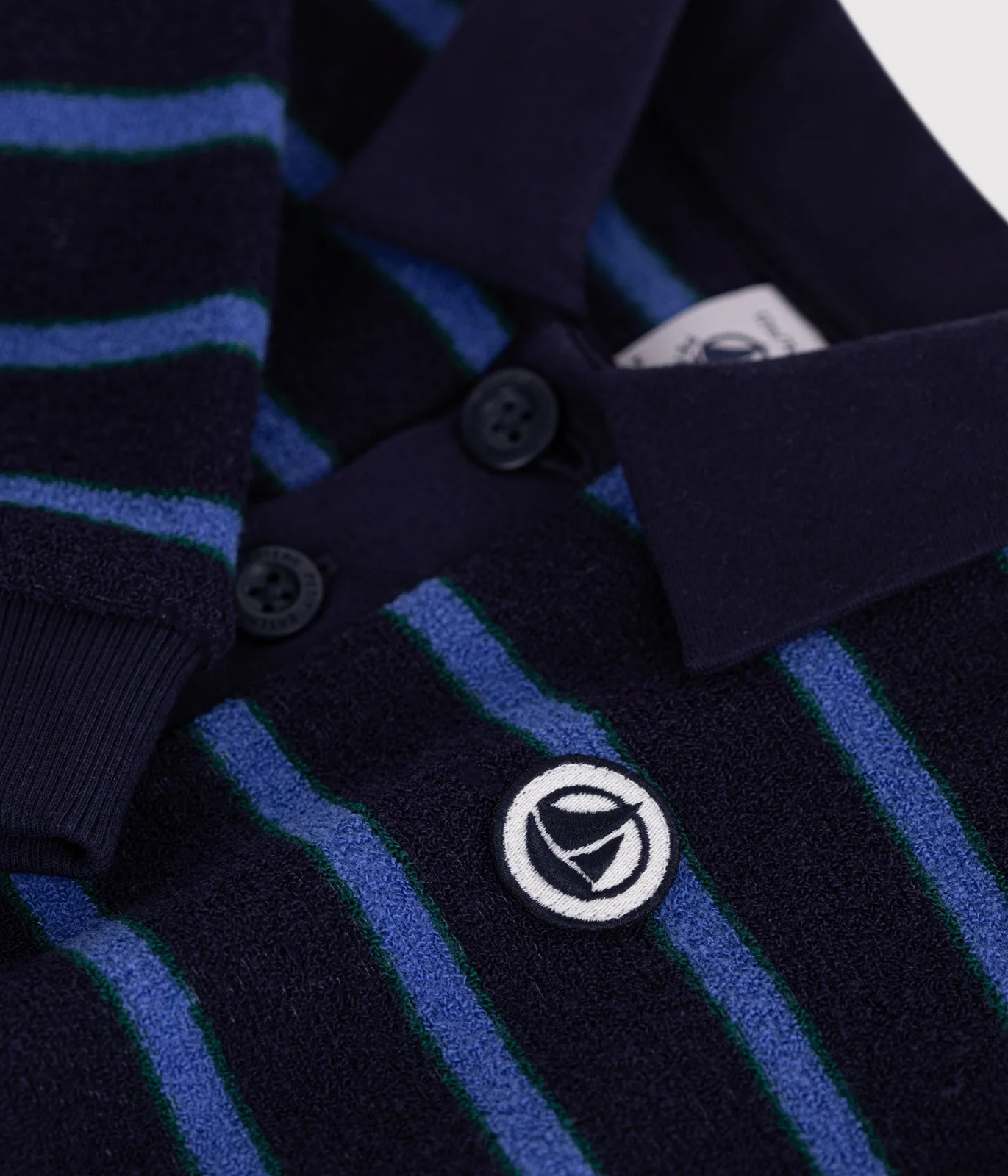 Babies' stripy 0cotton sweatshirt with a polo collar