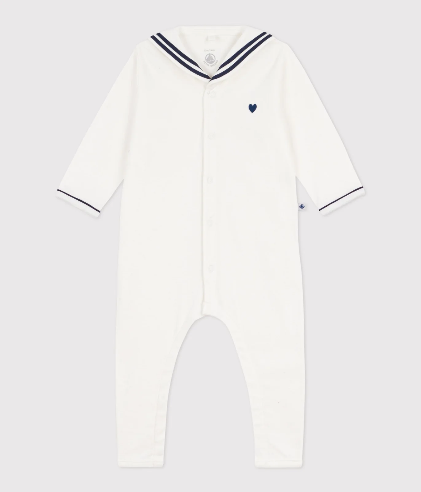 Babies' footless cotton pyjama suit with a sailor collar