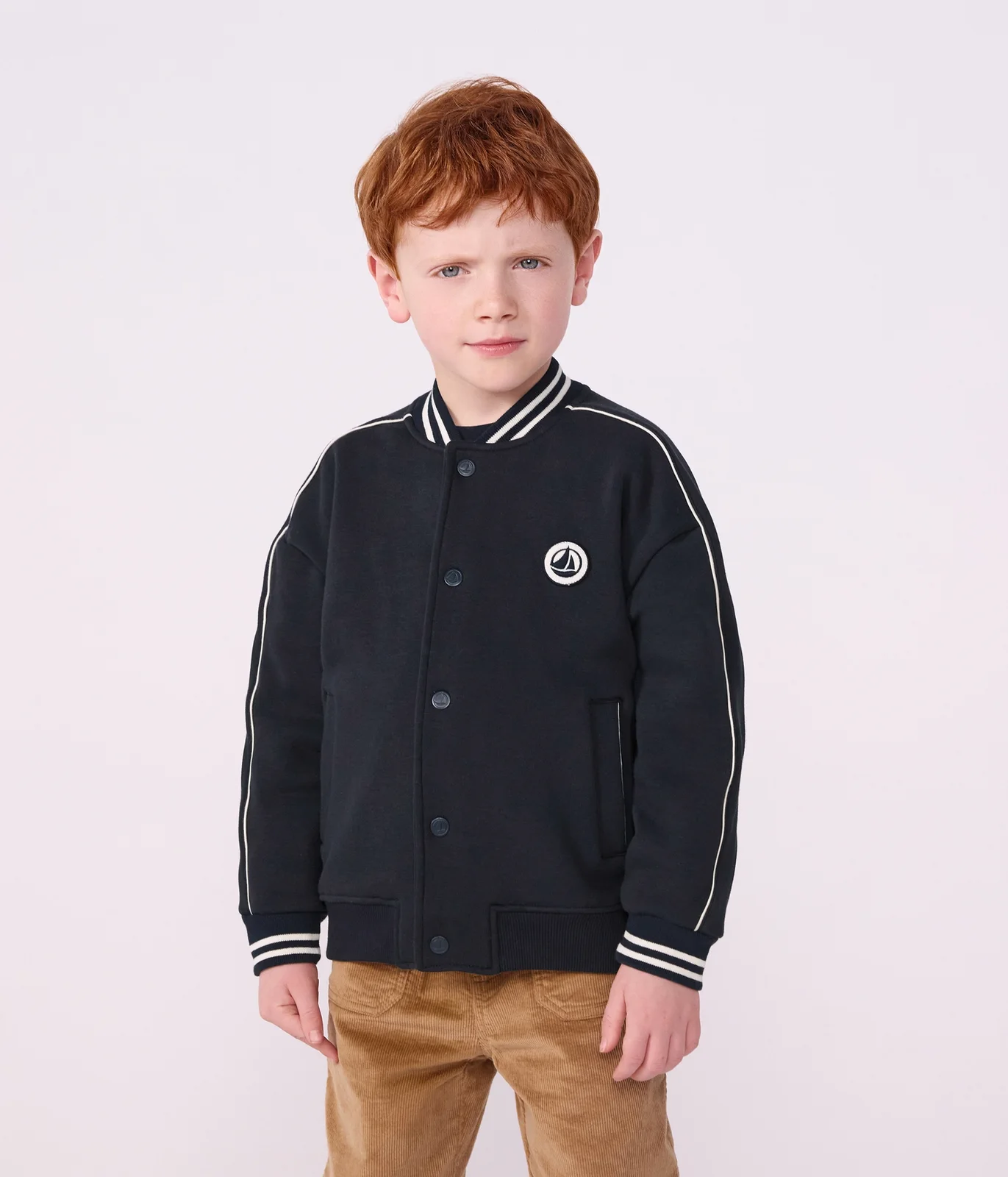 Children's varsity-style jacket in plain cotton