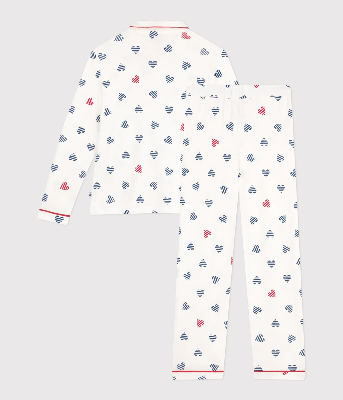Women's buttoned cotton pajamas with heart print