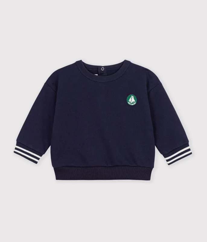 Babies' plain cotton sweatshirt with a badge