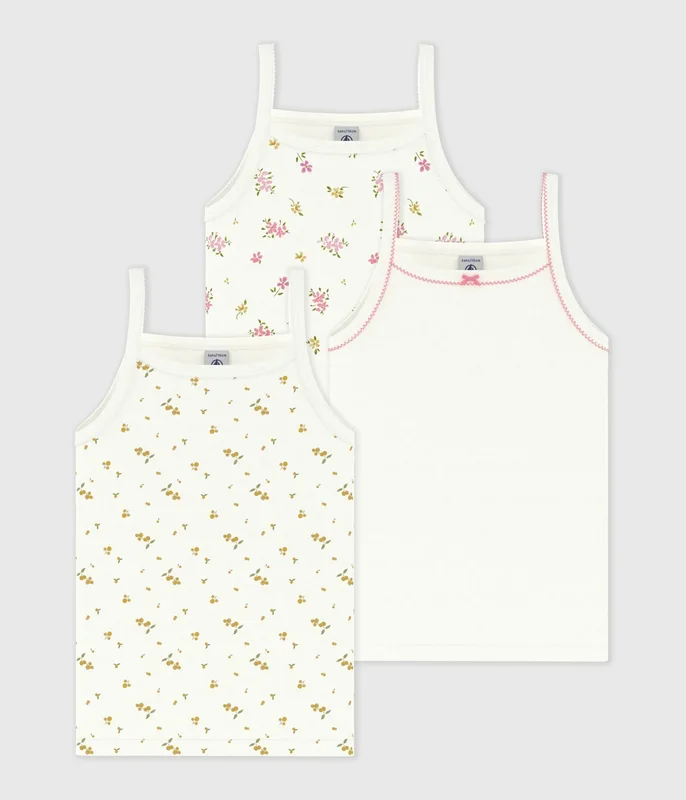Pack of children's floral print cotton tank tops