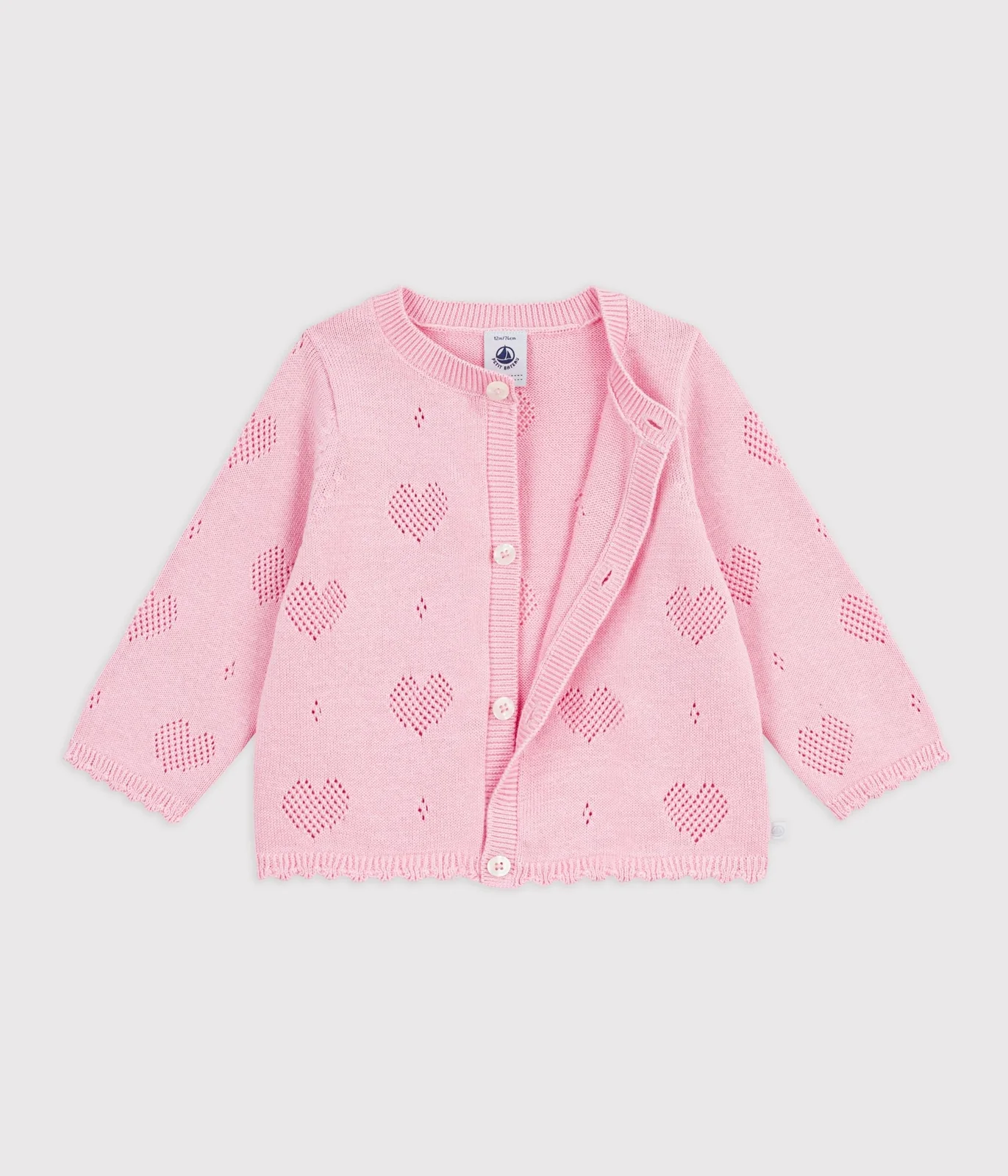 Babies' cotton cardigan with a heart pattern