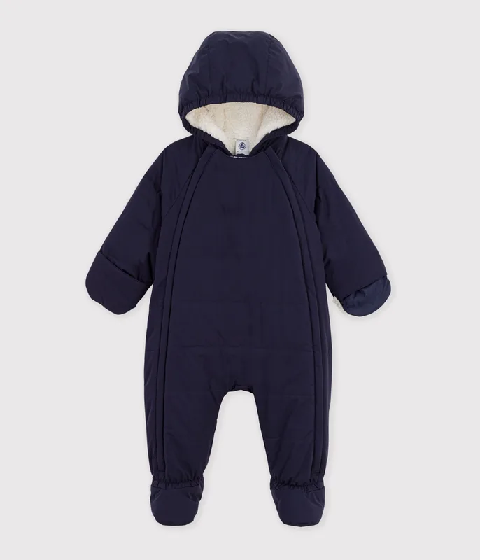 Babies' polyester snowsuit with a sherpa lining