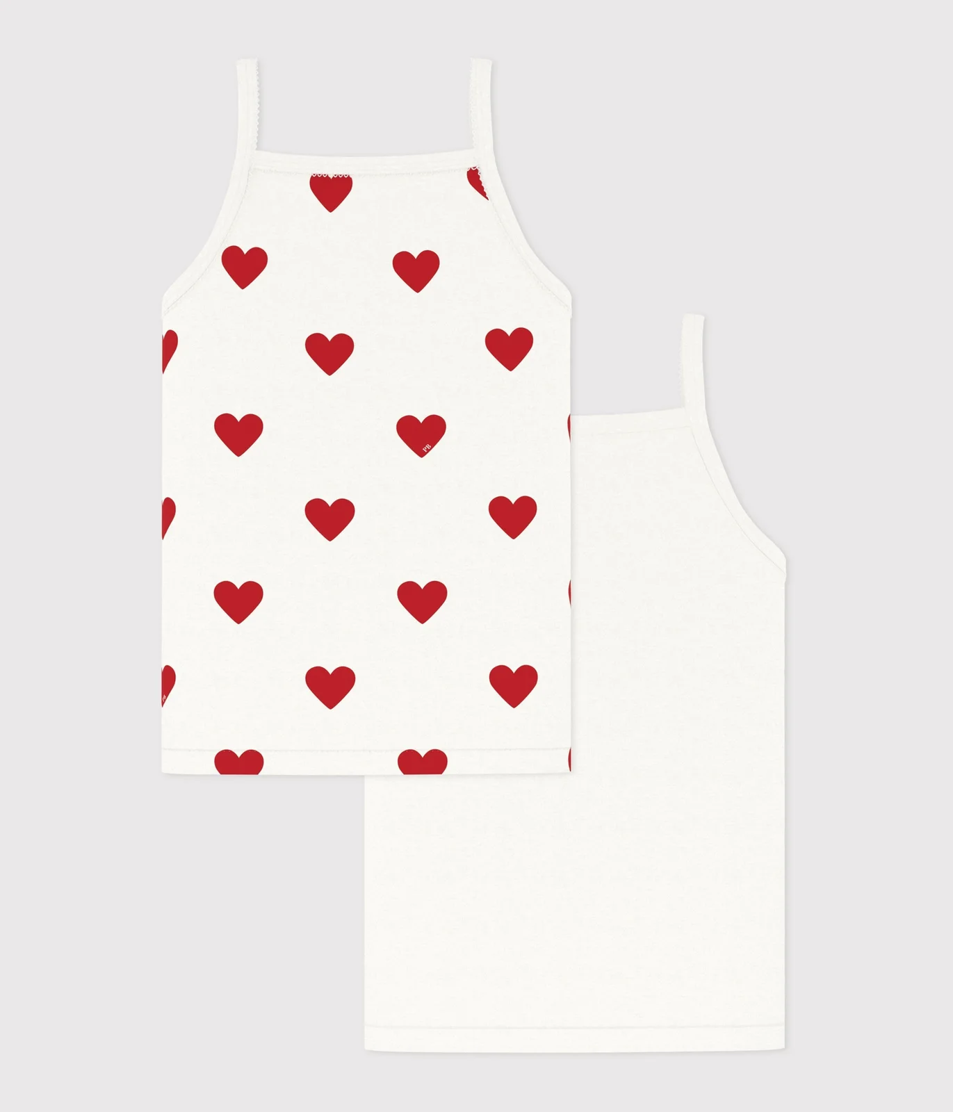 Girls' Heart Patterned Cotton Vests - 2-Pack