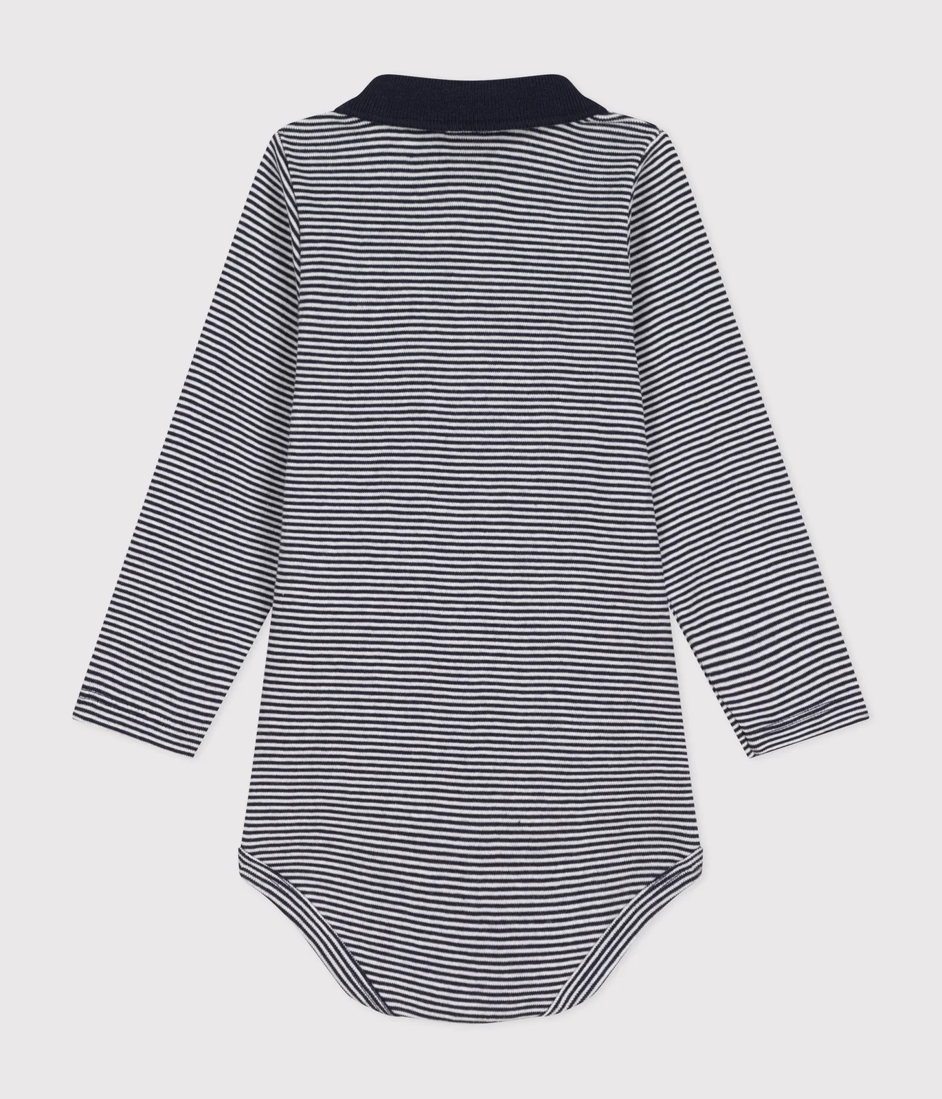 Babies' stripy cotton body with a polo shirt collar