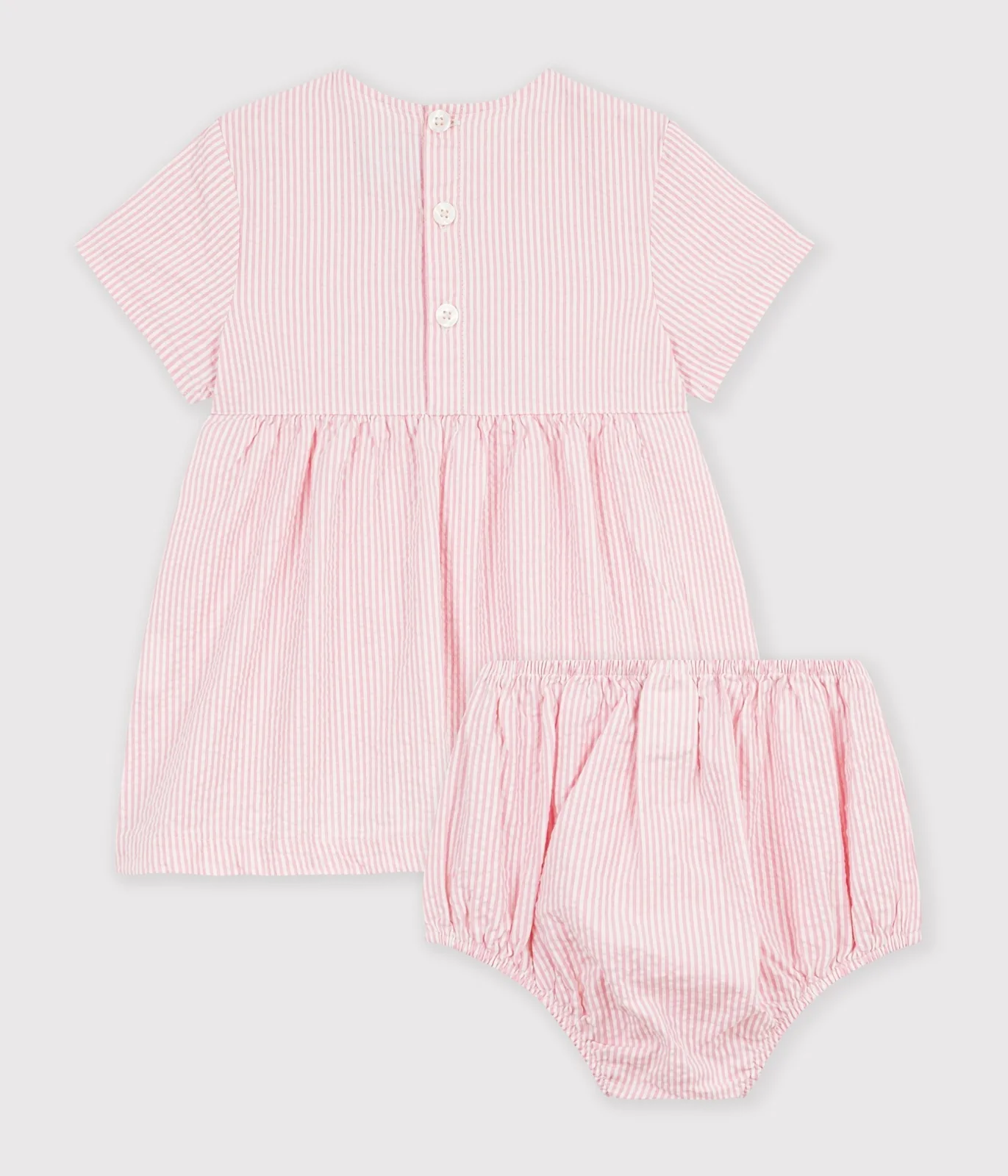 Babies' short-sleeved stripy cotton dress