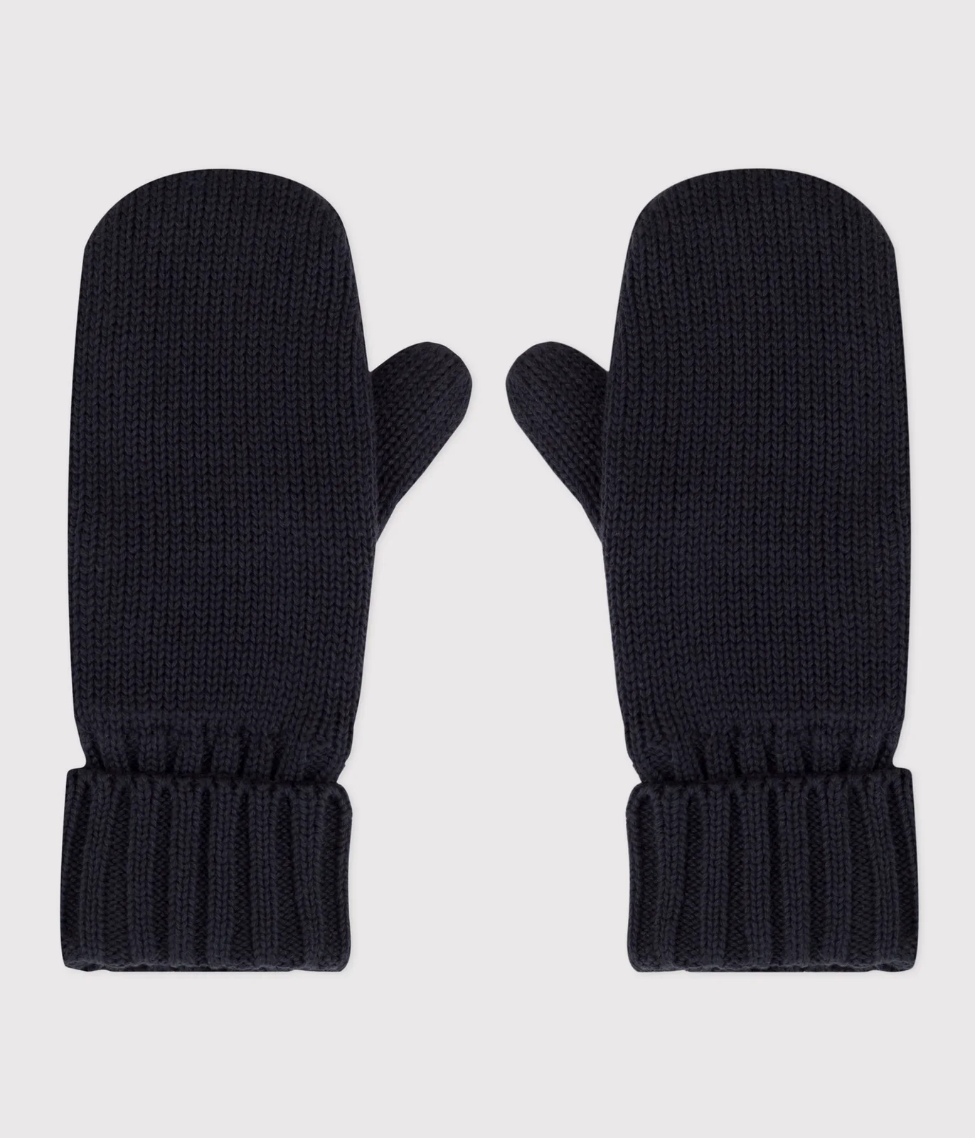 Children's solid-color knit mittens with Fleece lining