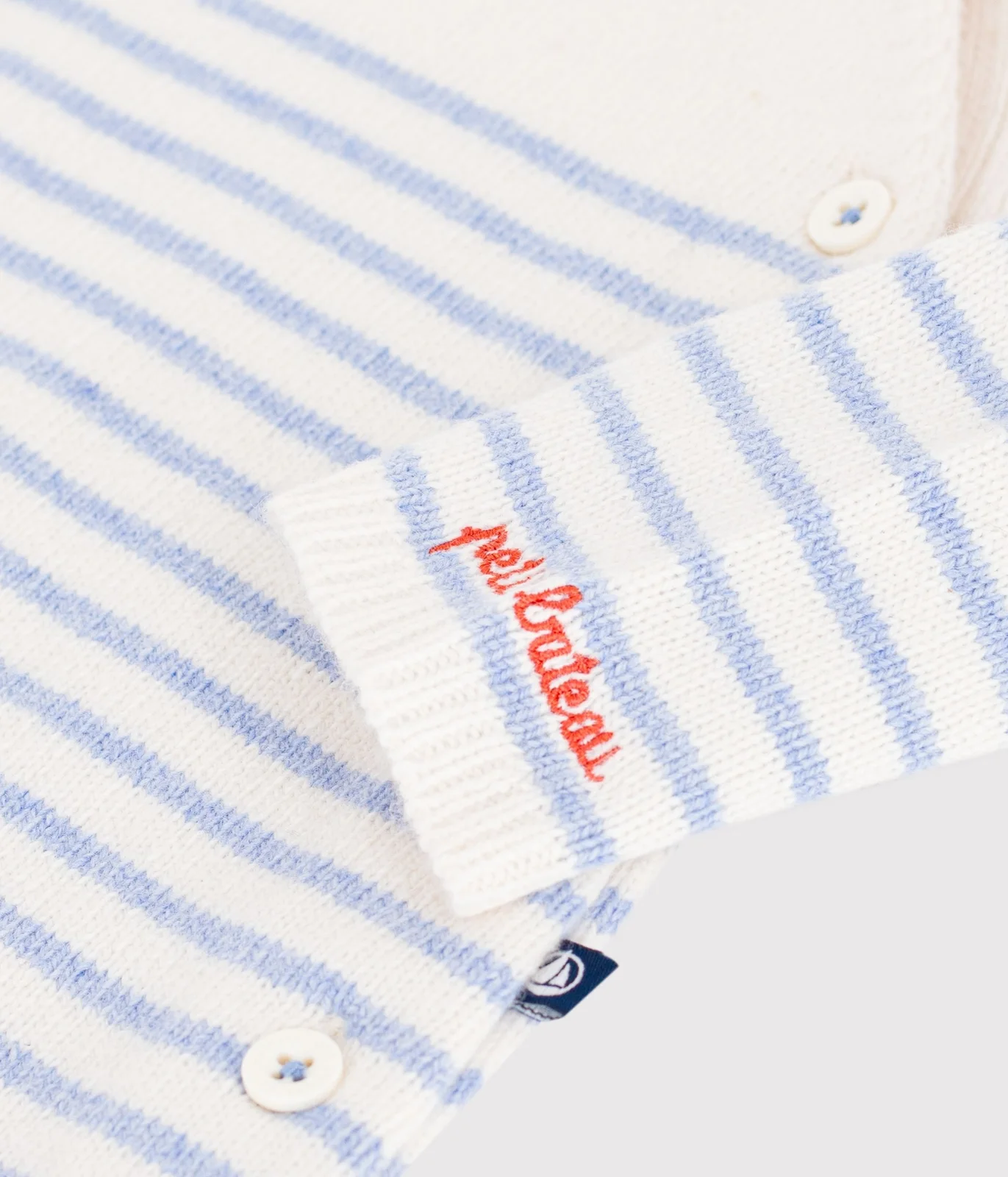 Babies' stripy wool and cotton knit playsuit