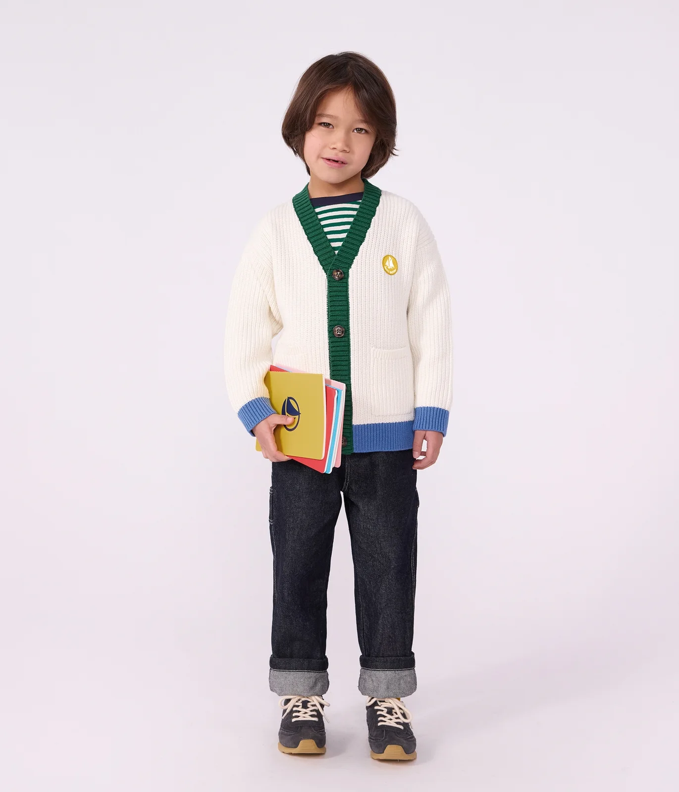 Children's plain cotton cardigan
