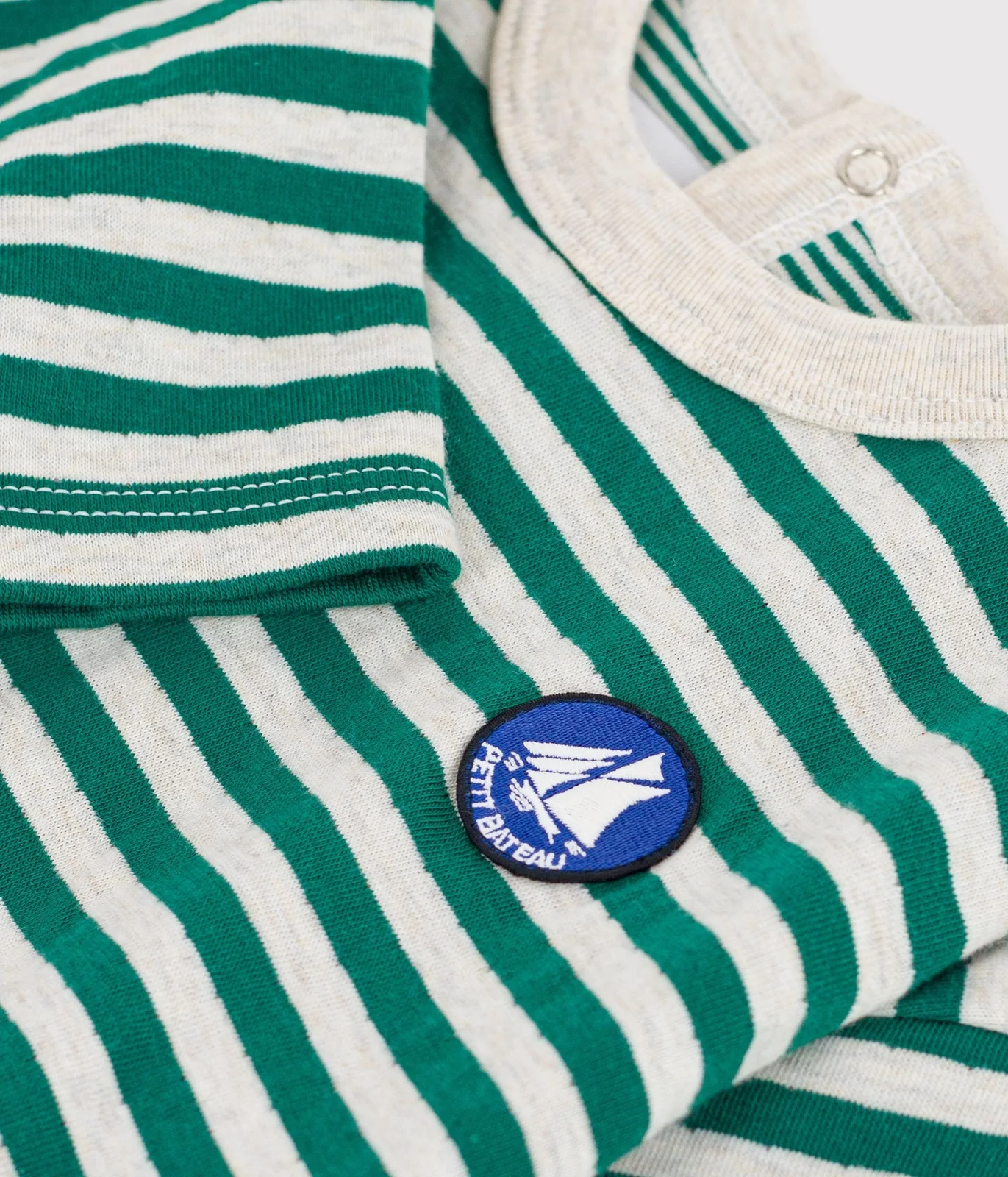 Babies' long-sleeved stripy cotton T-shirt.
