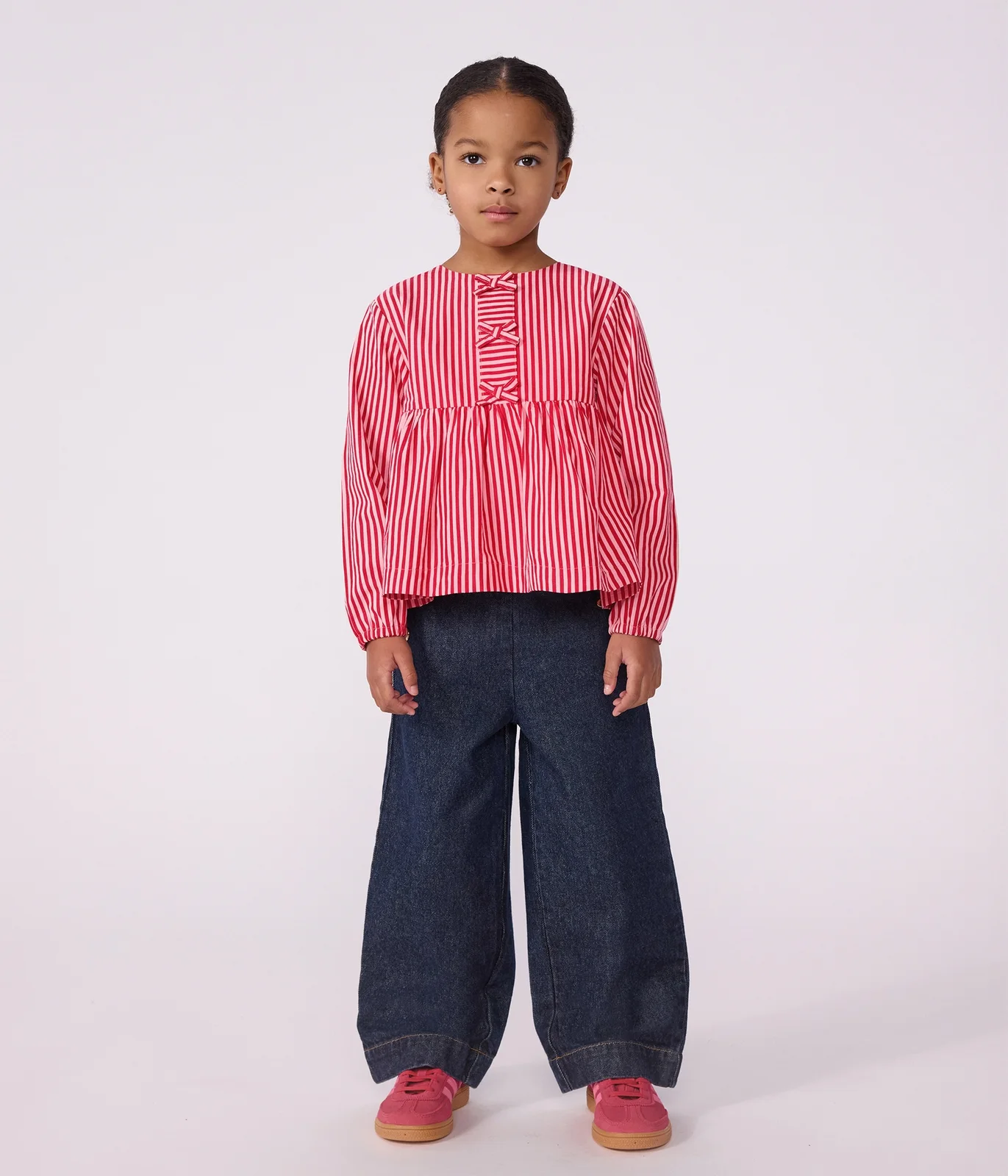 Children's long-sleeved stripy cotton blouse