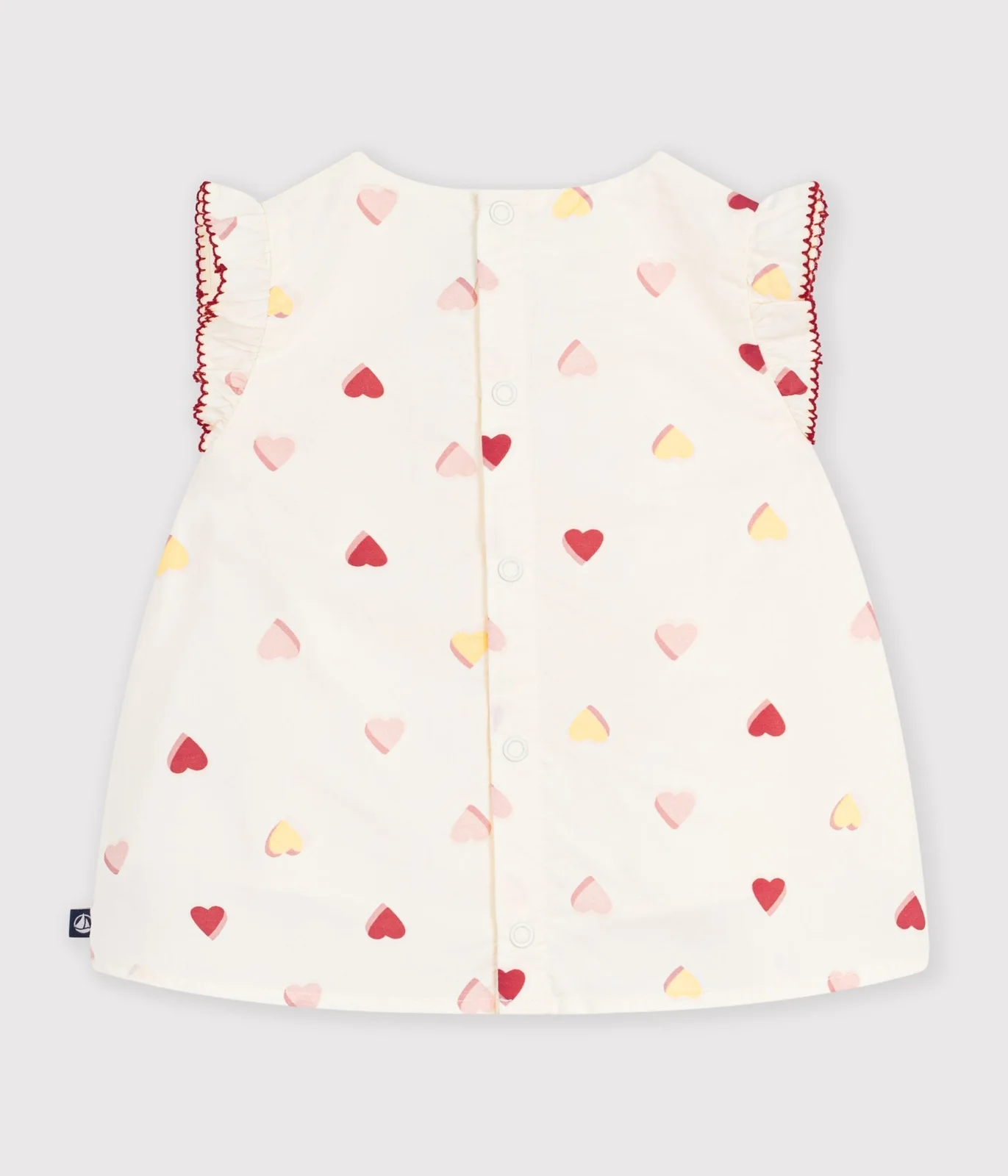 Babies' sleeveless heart-print cotton poplin blouse