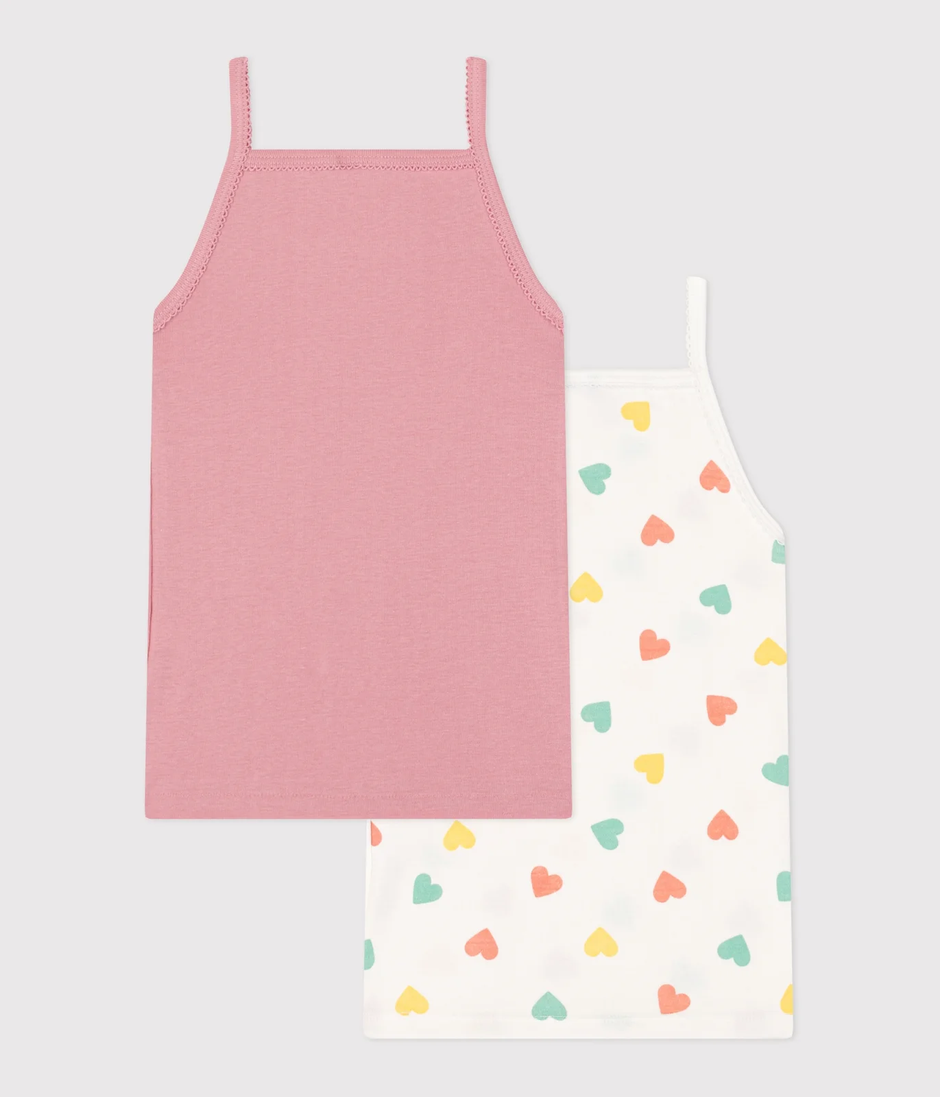 Pack of 2 children's cotton tank tops with hearts