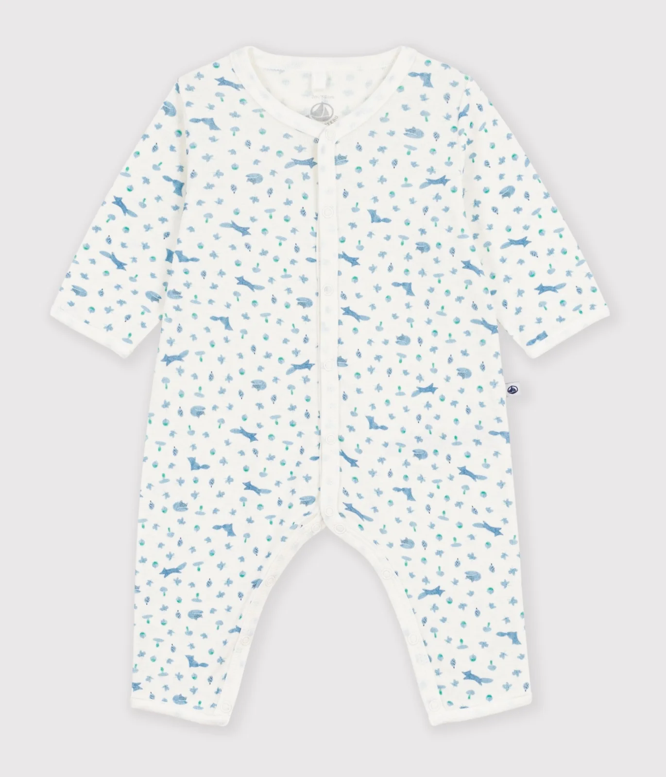 Babies' footless fox-print cotton pyjama suit