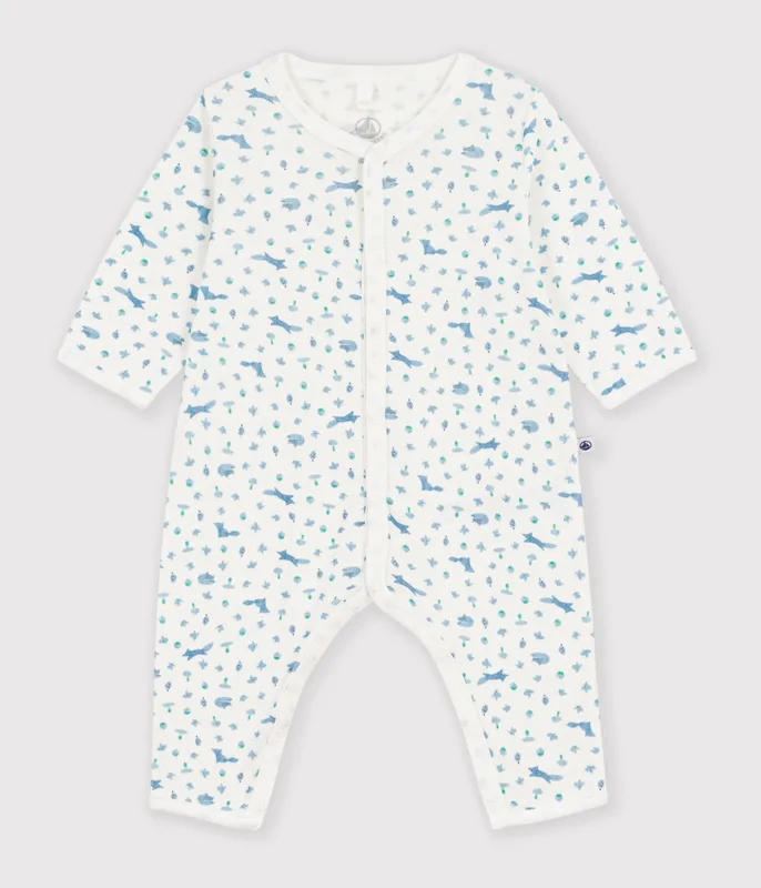 Babies' footless fox-print cotton pyjama suit