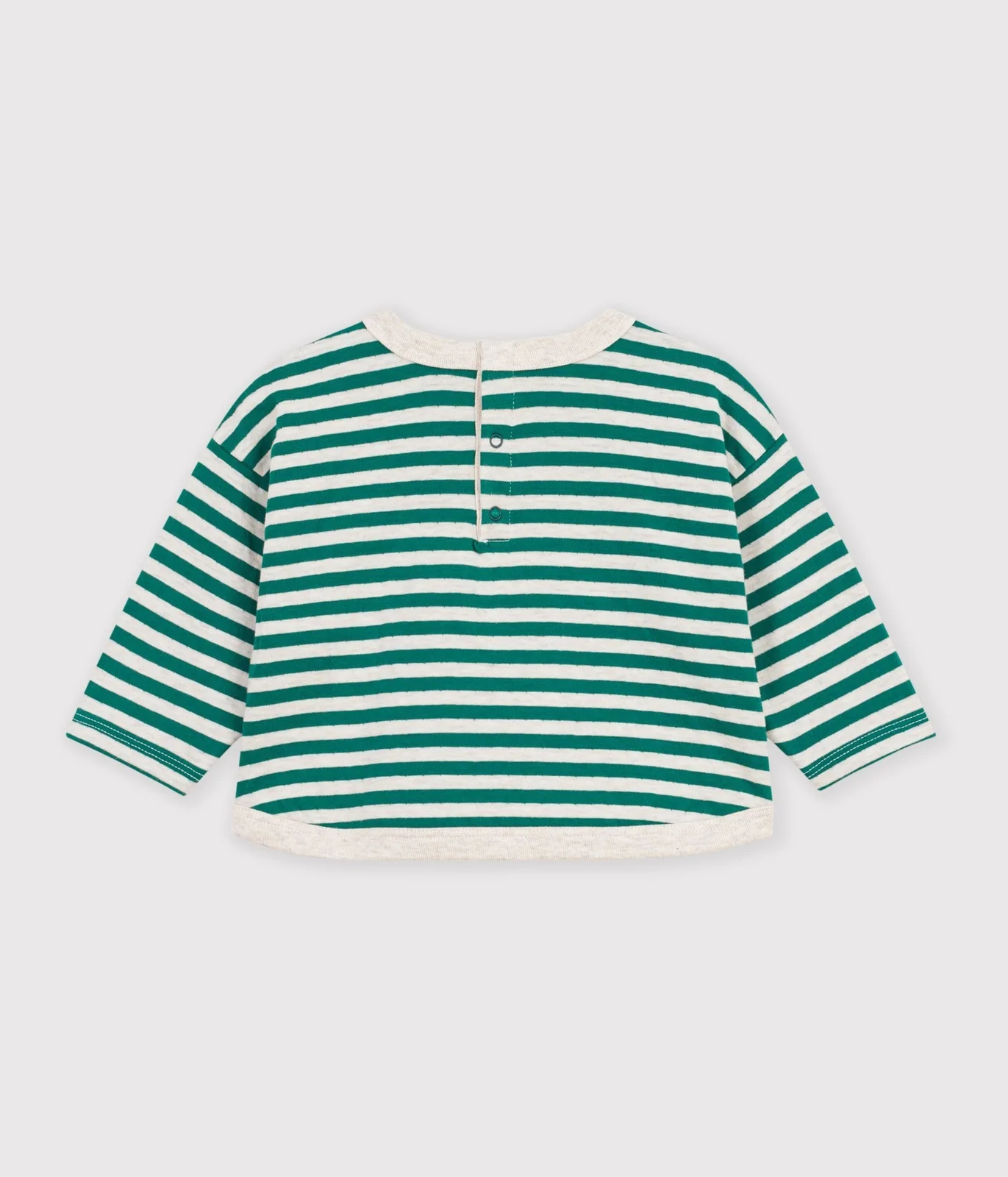 Babies' long-sleeved stripy cotton T-shirt.