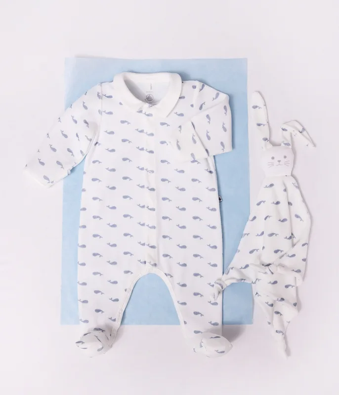 Babies' whale-print cotton comforter