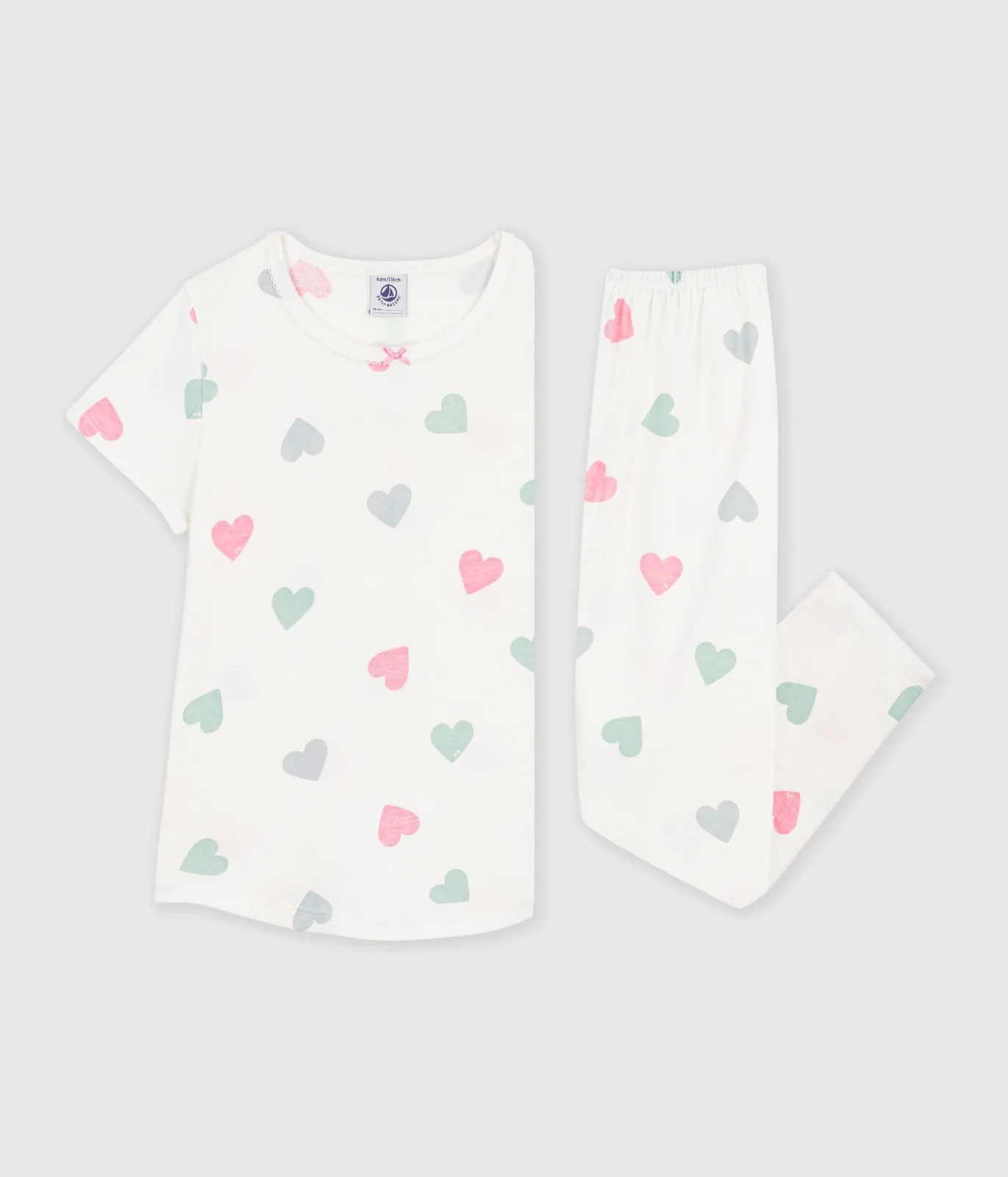 Children's printed cotton pyjamas with short sleeves and long legs