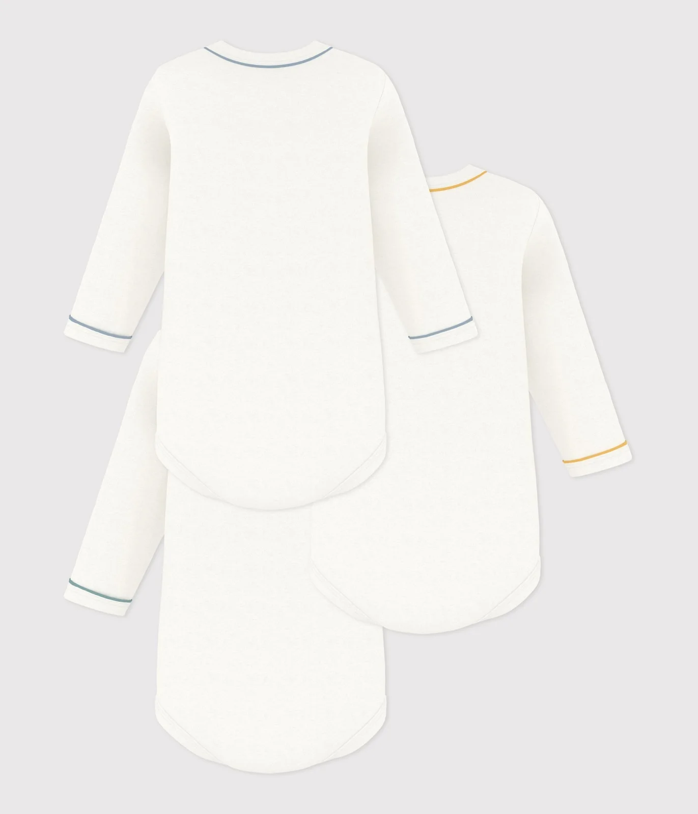 Pack of plain cotton long-sleeved baby bodies