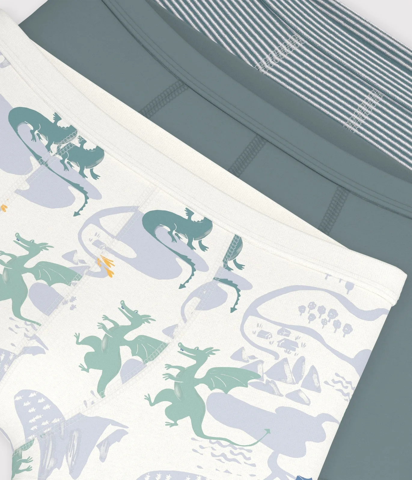 Pack of children's dragon print cotton boxers with covered waistbands