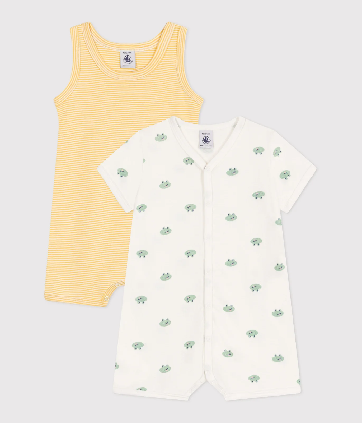 Babies' short cotton jumpsuits - 2-Pack