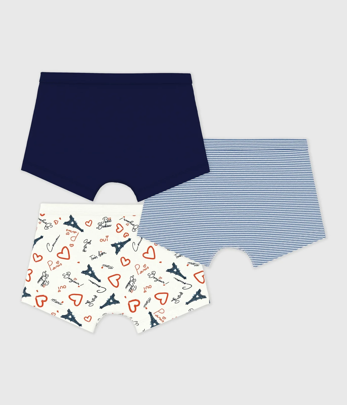 Pack of children's Paris-print cotton boxers with covered waistbands