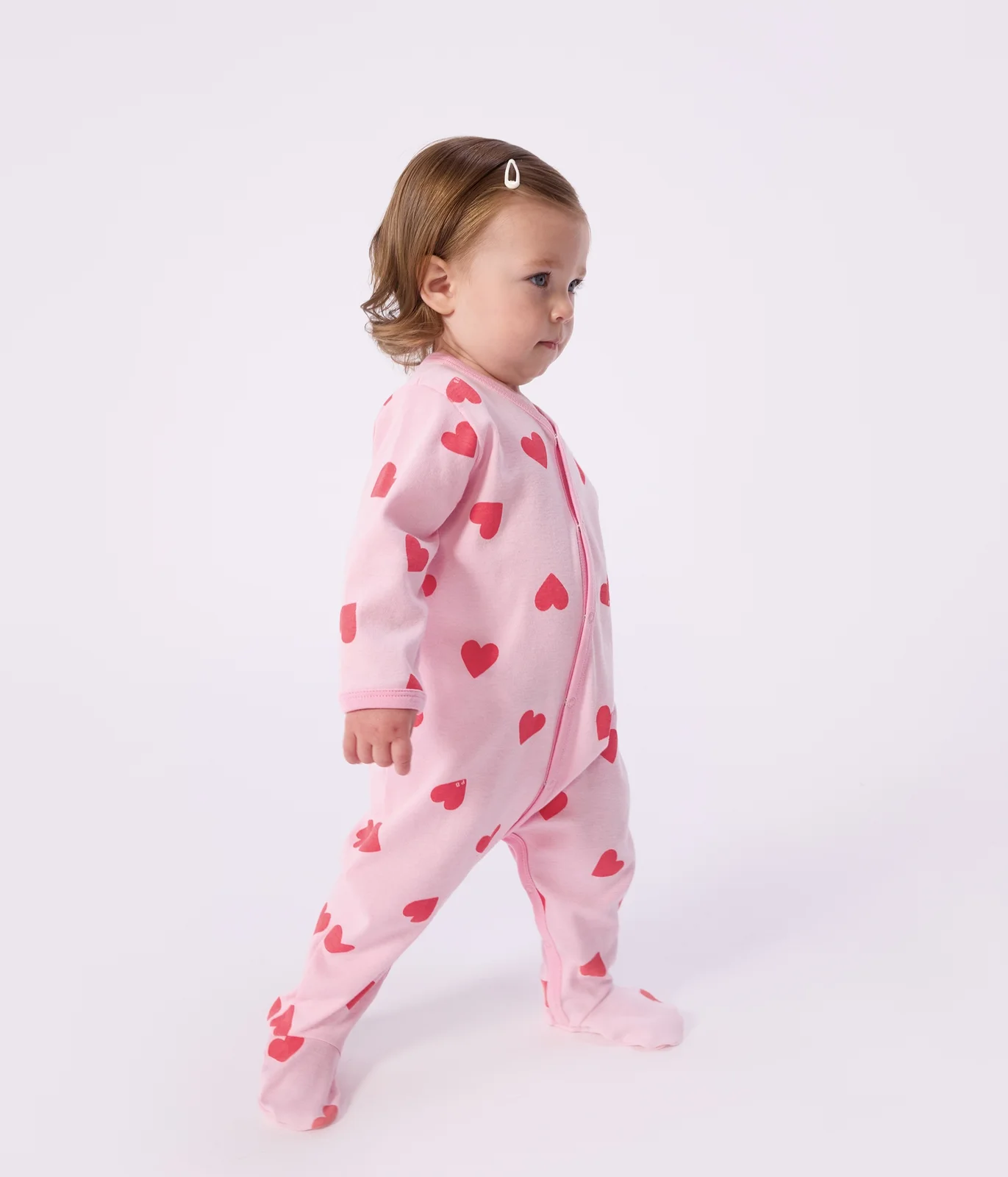 Babies' heart-print cotton pyjama suit