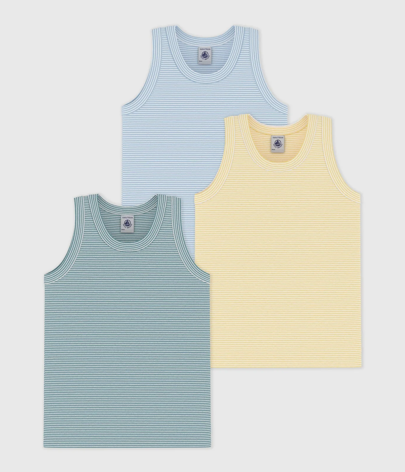 Pack of children's stripy cotton tank tops