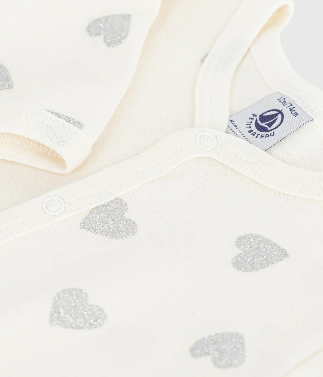 Babies' silvery heart-print cotton pyjamas