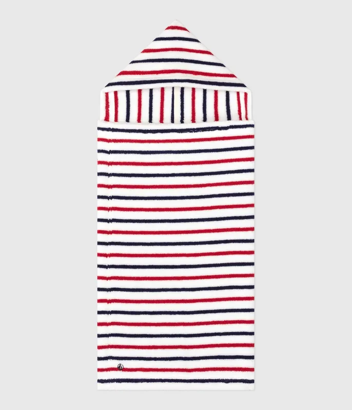 Babies' stripy printed terry towelling bath cape