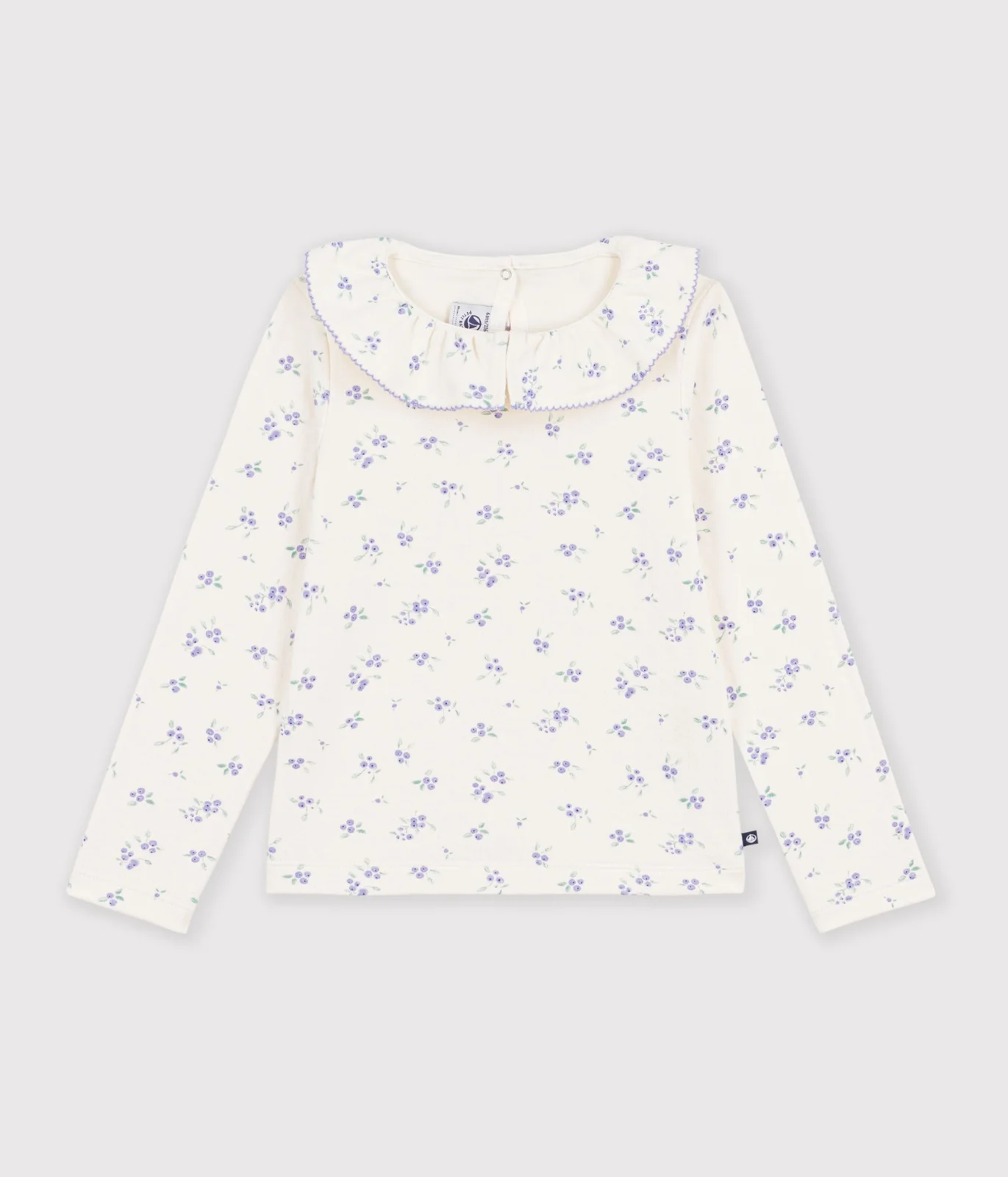 Children's long-sleeved floral T-shirt with a collar