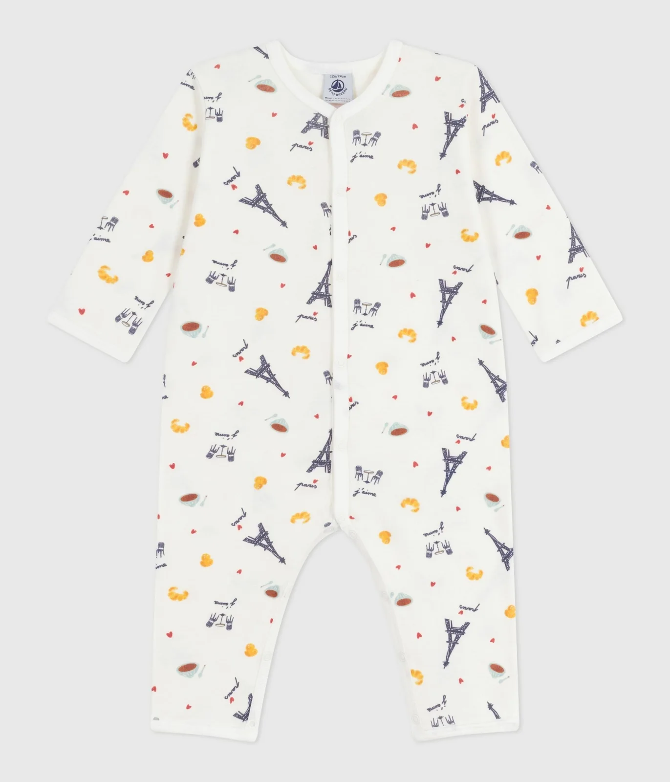 Babies' Paris-print footless cotton pyjama suit