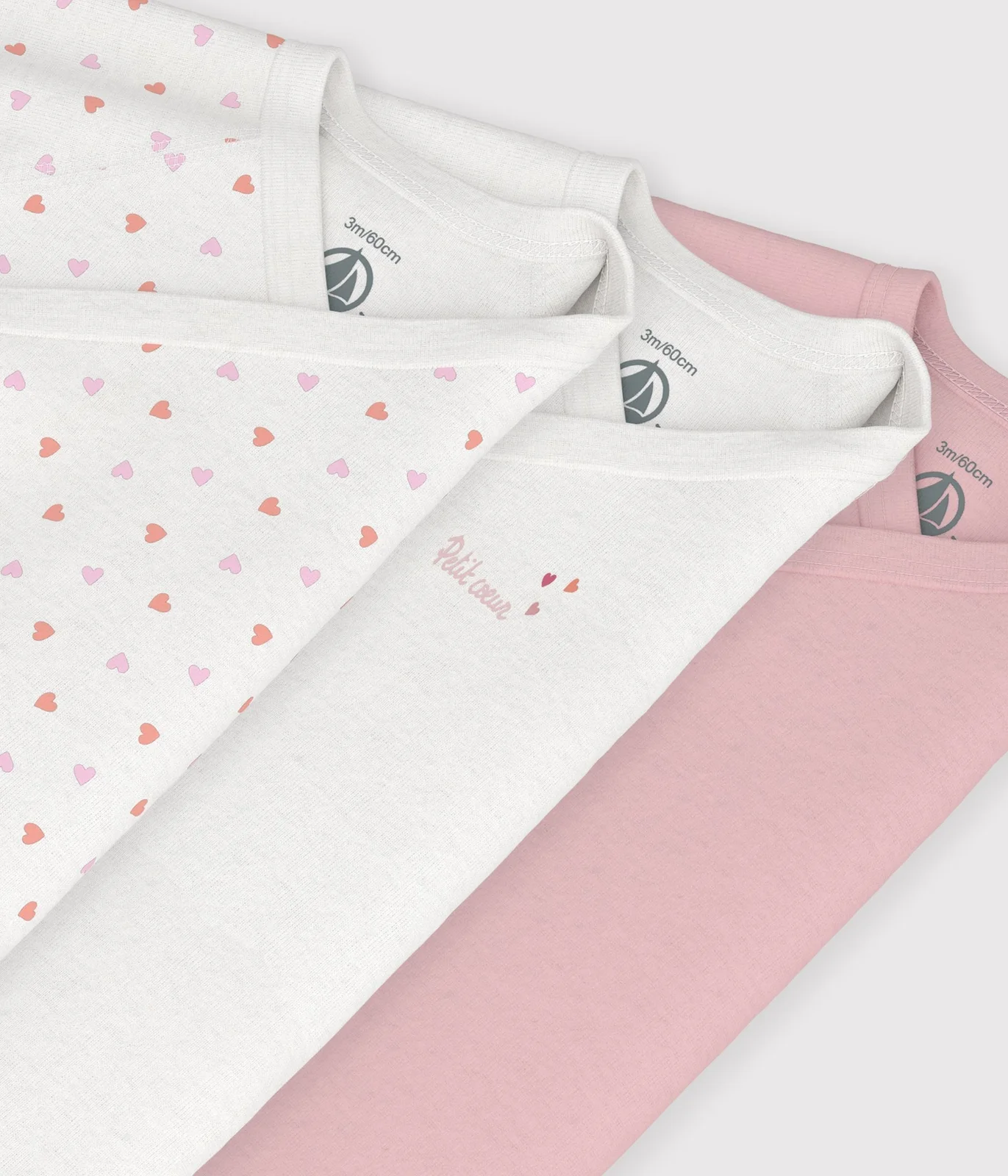 Pack of babies' long-sleeved printed cotton wrapover bodies