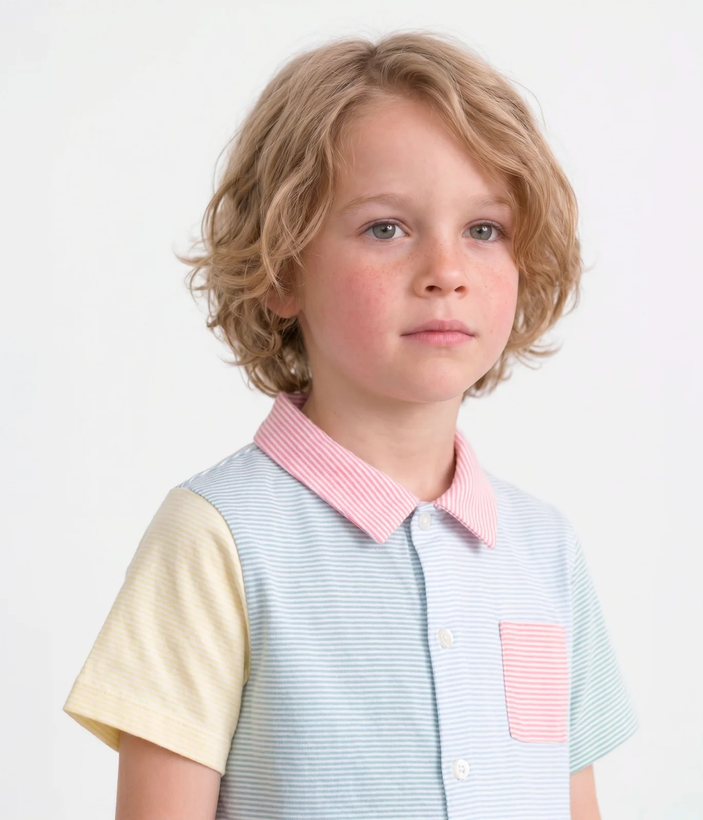 Children's short stripy buttoned cotton pyjamas