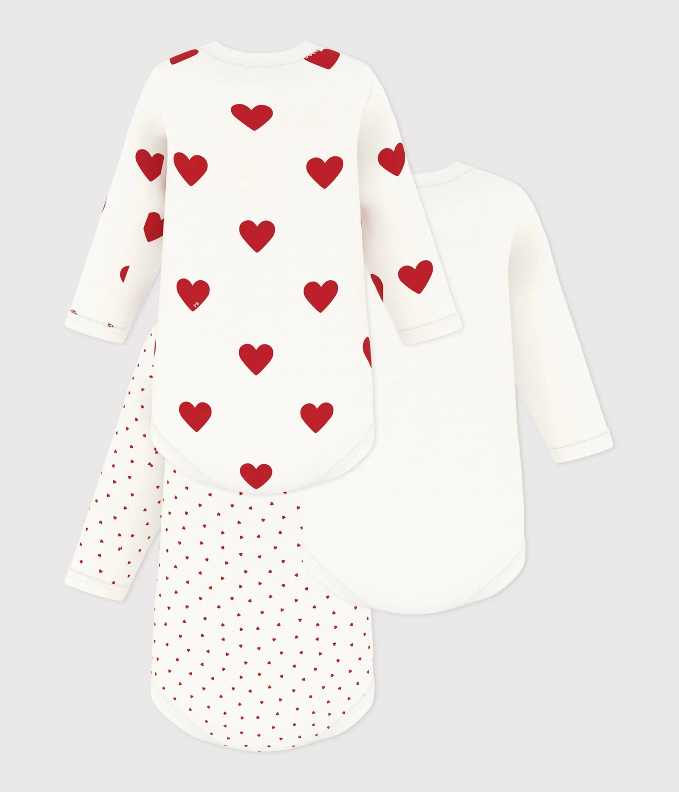 Pack of bodysuits with heart print