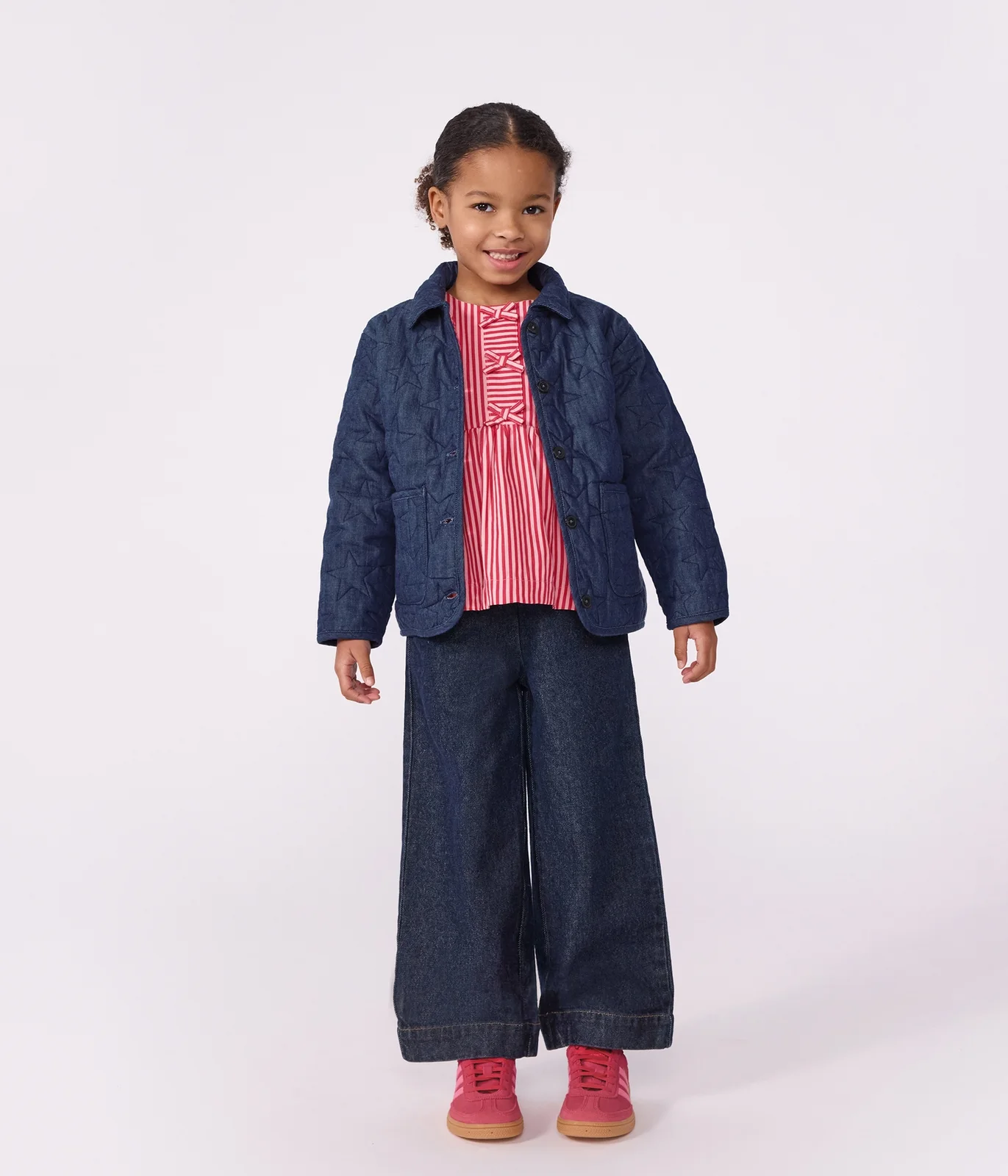 Children's jacket in plain denim with a stars motif